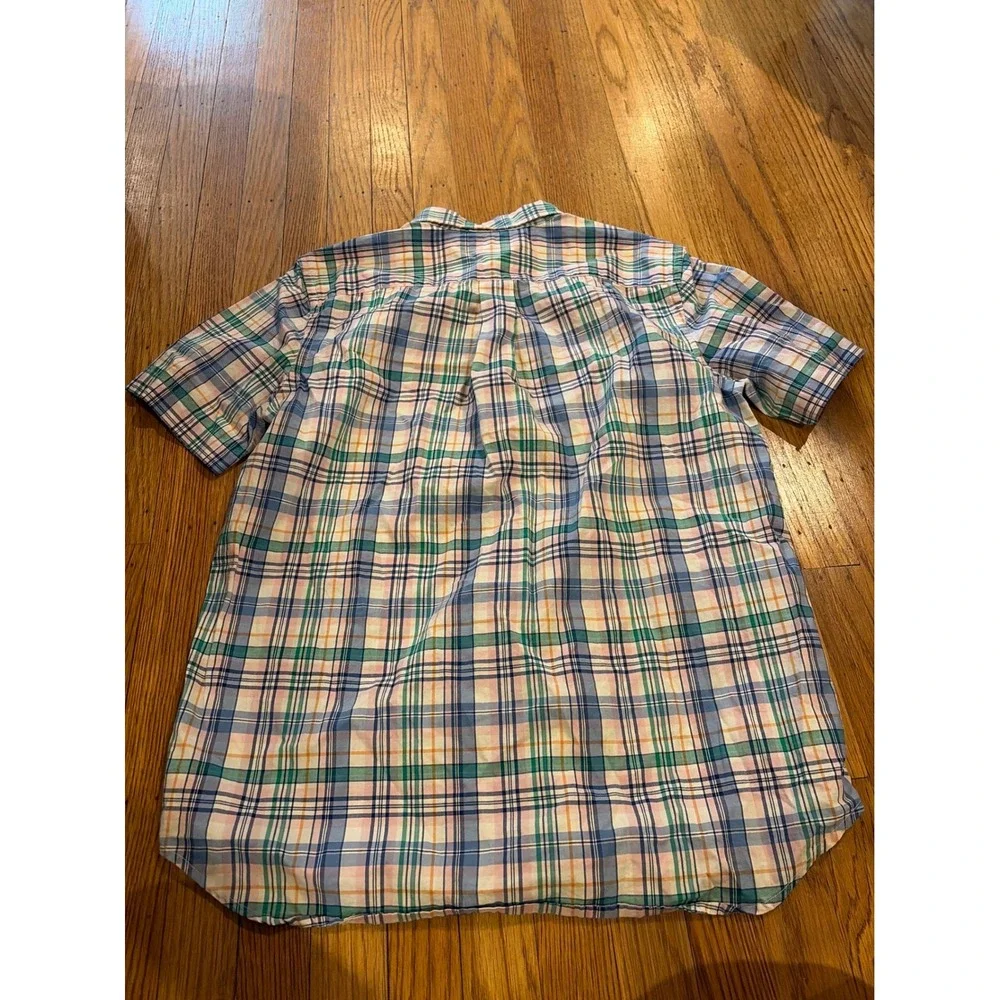 Ralph Lauren Boys XL 18-20 Plaid Short Sleeve Button Down Shirt Natural Stretch